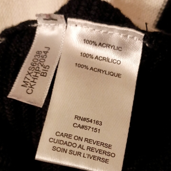 Calvin Klein White and Black Cowl Neck Sweater, Sz M - Picture 7 of 8